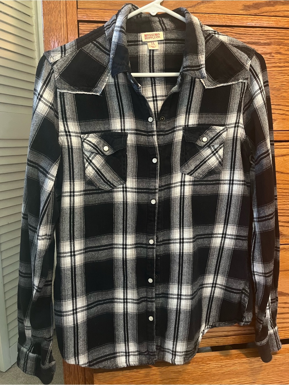 Juniors Mossimo Supply Co. Black and White Plaid Flannel Shirt
